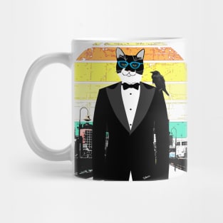 I haz attitude  cute tuxedo cat and crow Cat with glasses  Copyright TeAnne Mug